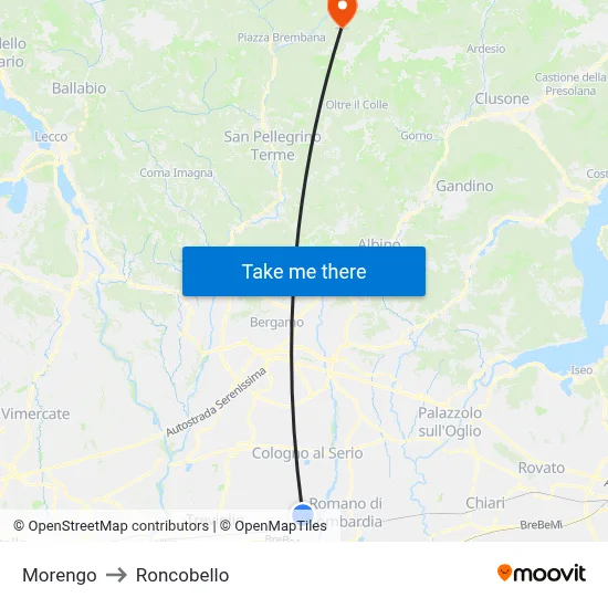 Morengo to Roncobello map