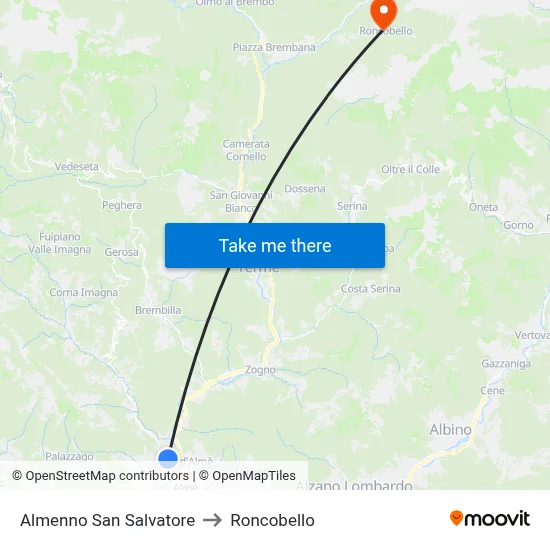 Almenno San Salvatore to Roncobello map