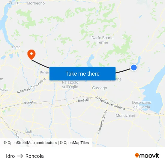 Hydro to Roncola map