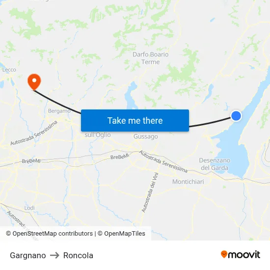 Gargnano to Roncola map