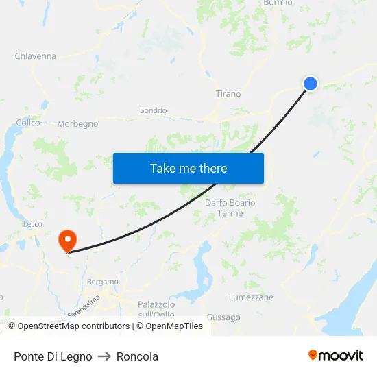 Ponte Di Legno to Roncola map