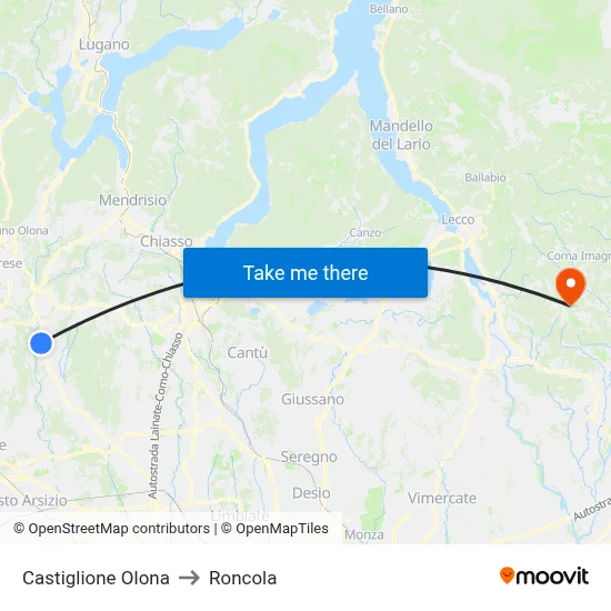Castiglione Olona to Roncola map