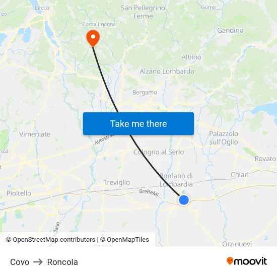 Covo to Roncola map