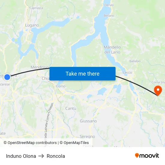 Induno Olona to Roncola map