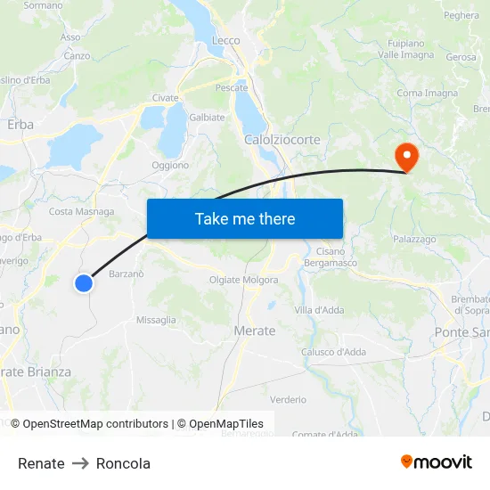 Renate to Roncola map