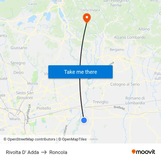 Rivolta D' Adda to Roncola map