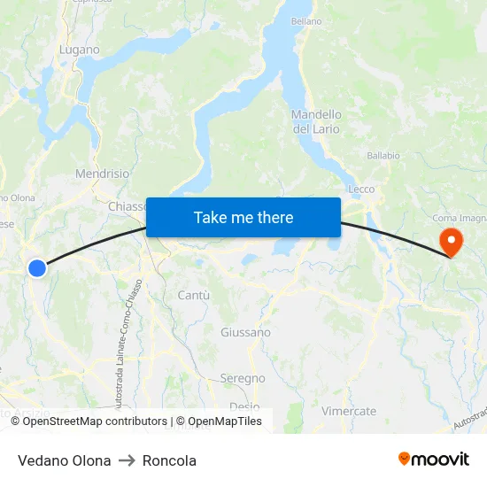 Vedano Olona to Roncola map