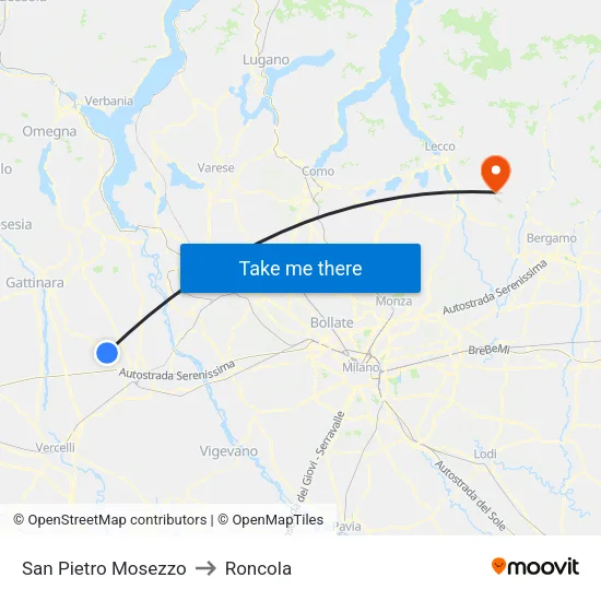 San Pietro Mosezzo to Roncola map