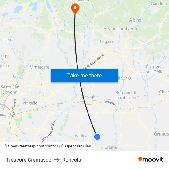 Trescore Cremasco to Roncola map