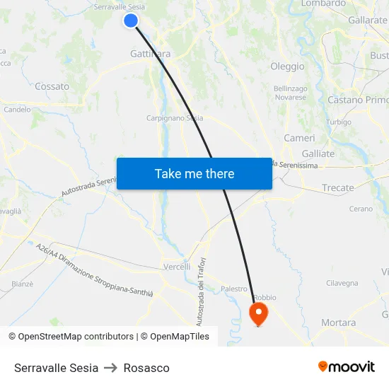 Serravalle Sesia to Rosasco map