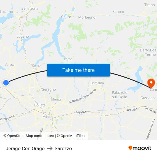 Jerago con Orago to Sarezzo map