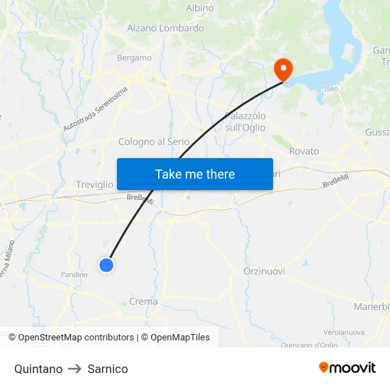 Quintano to Sarnico map