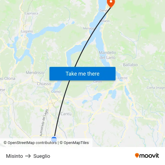 Misinto to Sueglio map