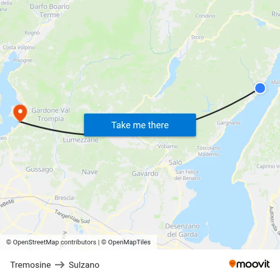 Tremosine to Sulzano map