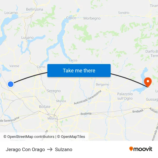Jerago con Orago to Sulzano map