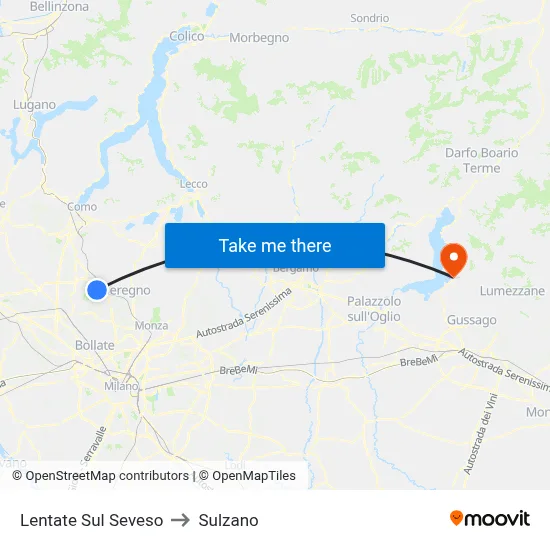 Lentate Sul Seveso to Sulzano map