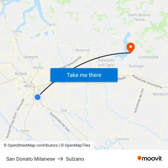 San Donato Milanese to Sulzano map