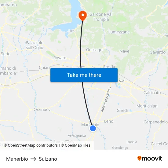 Manerbio to Sulzano map