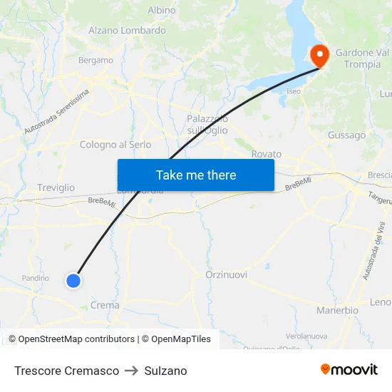 Trescore Cremasco to Sulzano map