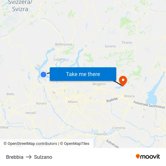 Brebbia to Sulzano map