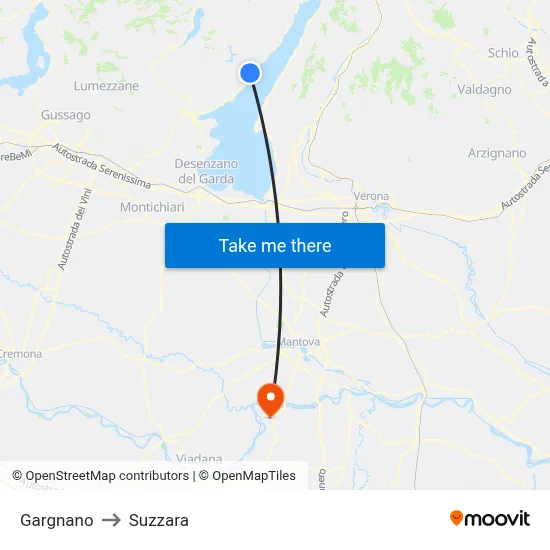 Gargnano to Suzzara map