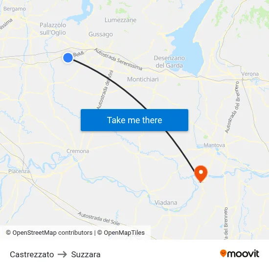 Castrezzato to Suzzara map
