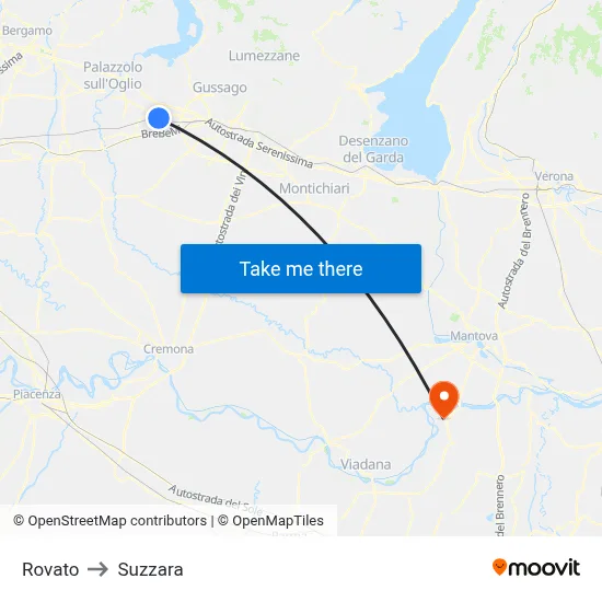 Rovato to Suzzara map