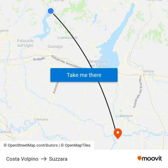 Costa Volpino to Suzzara map