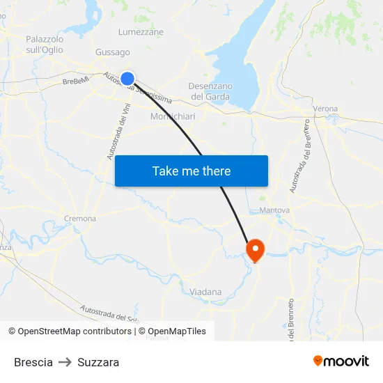 Brescia to Suzzara map