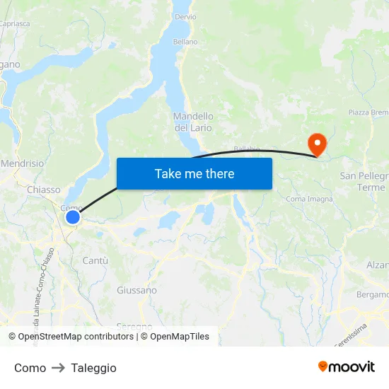 Como to Taleggio map
