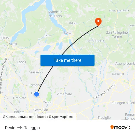 Desio to Taleggio map