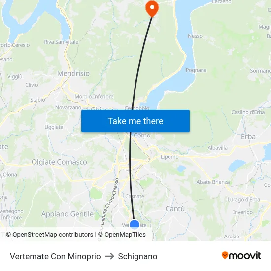 Vertemate Con Minoprio to Schignano map