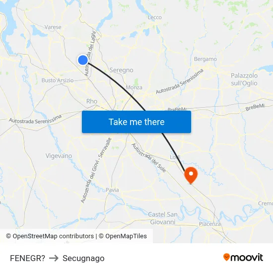 Fenegro to Secugnago map