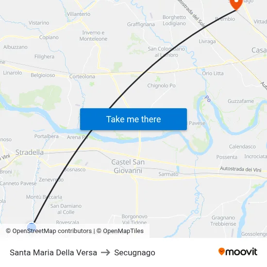 Santa Maria Della Versa to Secugnago map