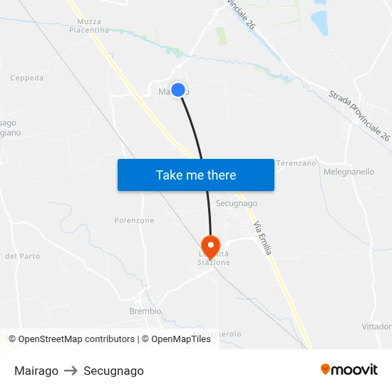 Mairago to Secugnago map