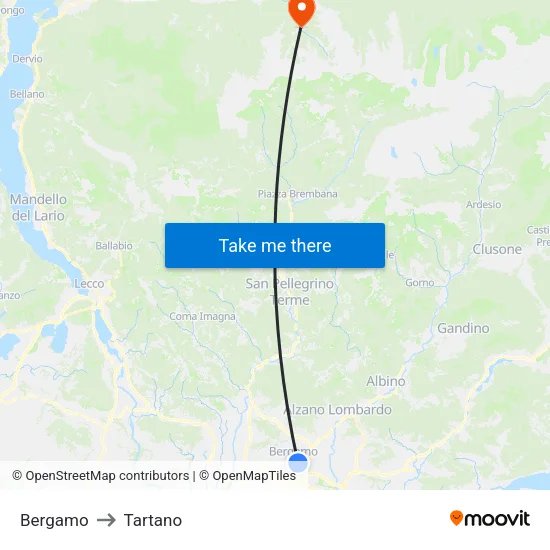 Bergamo to Tartano map