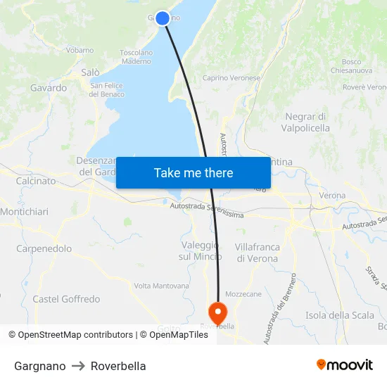 Gargnano to Roverbella map