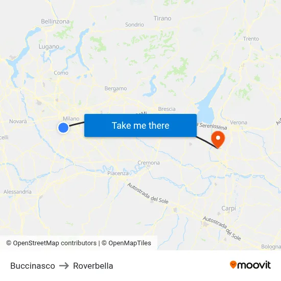 Buccinasco to Roverbella map