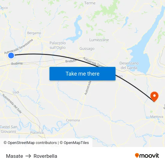 Masate to Roverbella map