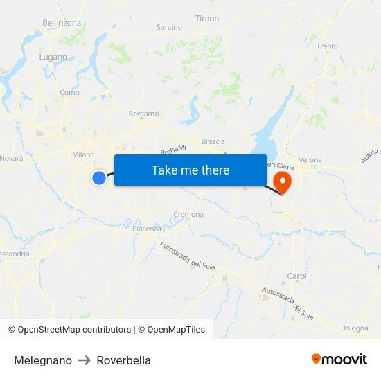 Melegnano to Roverbella map