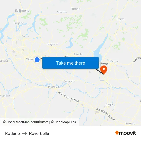 Rodano to Roverbella map