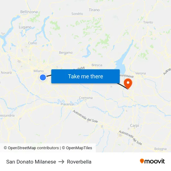 San Donato Milanese to Roverbella map