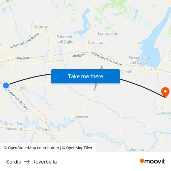 Sordio to Roverbella map