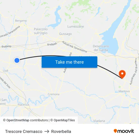 Trescore Cremasco to Roverbella map