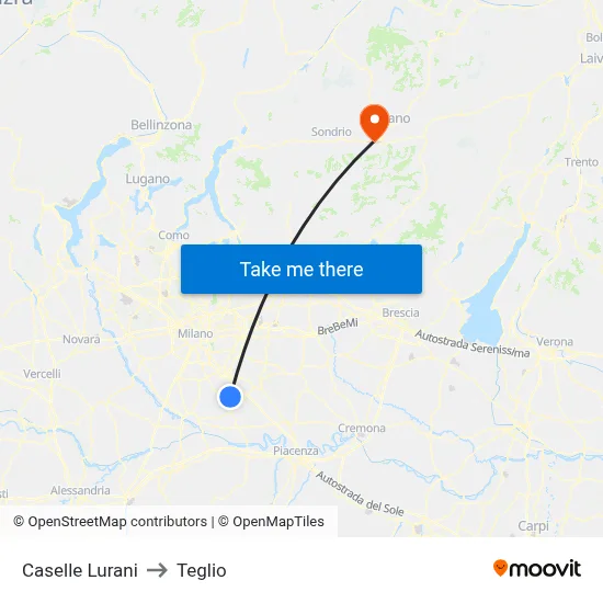 Caselle Lurani to Teglio map