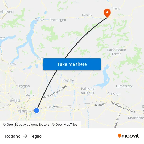 Rodano to Teglio map