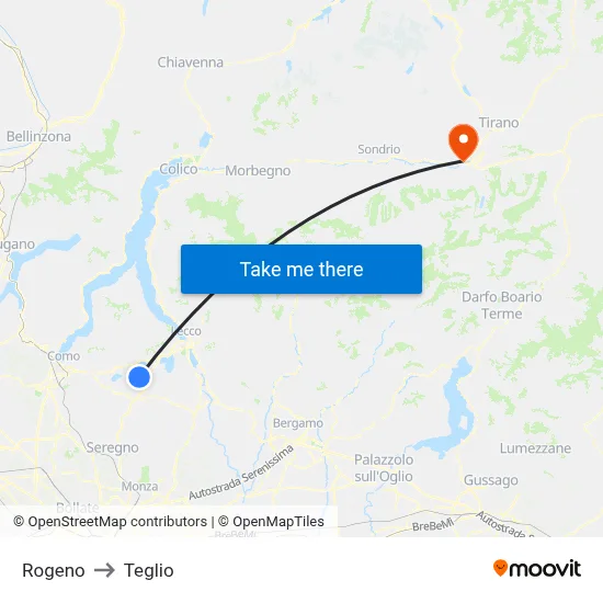 Rogeno to Teglio map