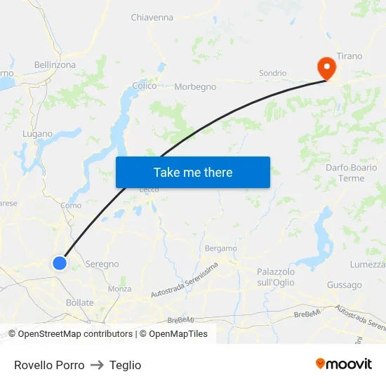 Rovello Porro to Teglio map