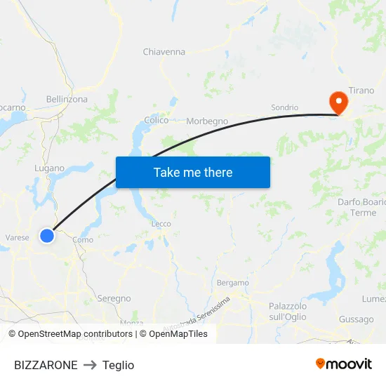 Bizzarone to Teglio map
