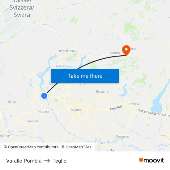 Varallo Pombia to Teglio map